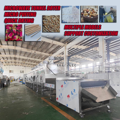 High efficient microwave drying machine tunnel dryer food sterilizing machine