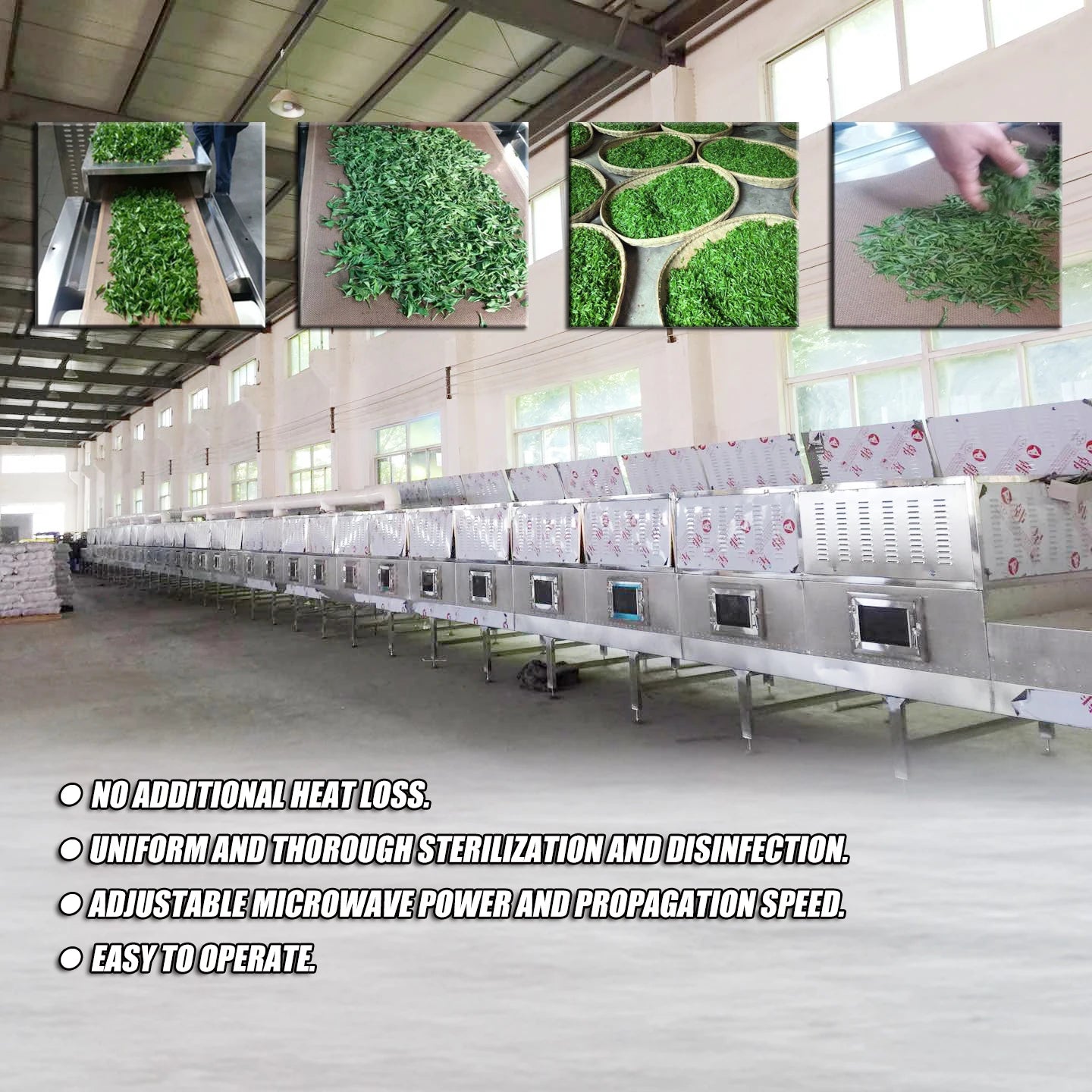 High efficient microwave drying machine tunnel dryer food sterilizing machine